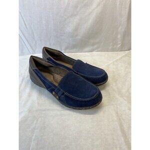 NATURAL SOUL by NATURALIZER "RHETT" MEDIUM BLUE SUEDE/LEATHER LOAFERS SZ 9.5M
